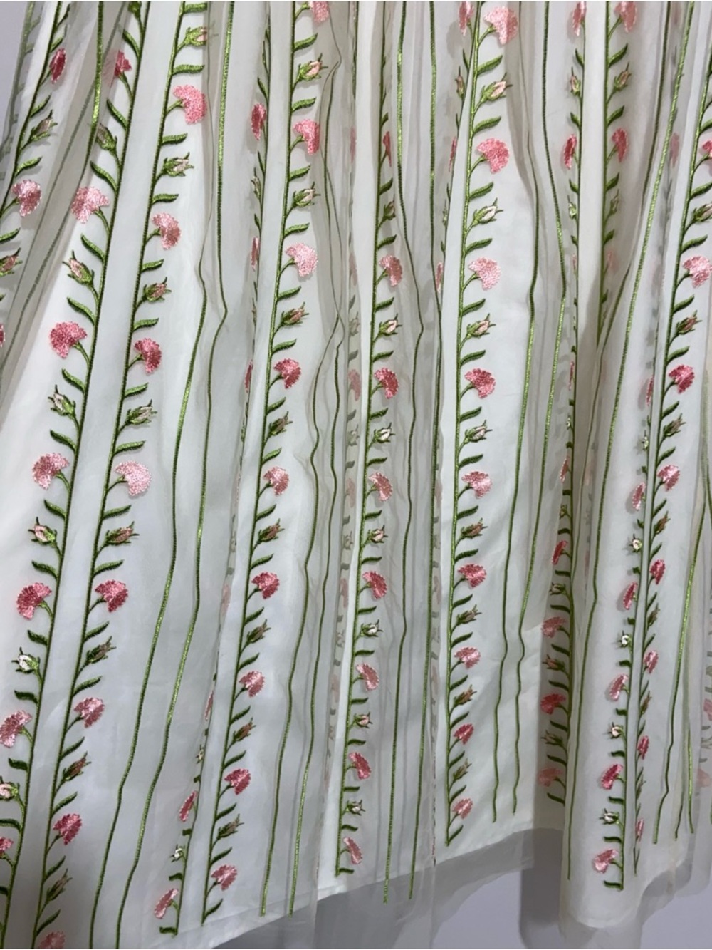 Talbots Skirt Womens Size 10 Embroidered Tulle Linear Floral Fit & Flare Midi - Picture 10 of 14